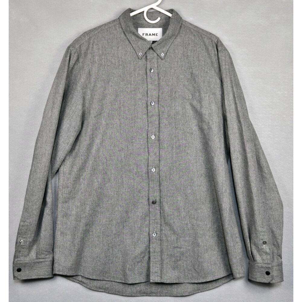 Frame Brand Mens XXL Button Down Gray Light Wool Blend Shirt LMSH0337